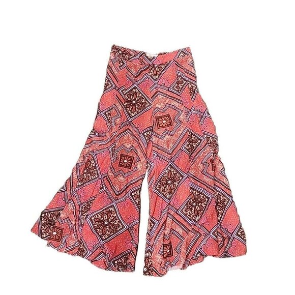 Anthropologie Skirted Wide Leg Pants Red Geometric Print High Rise Women's 8 - Picture 2 of 10